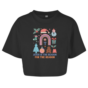 Damen Oversize Crop Top jesus is the reason for the season