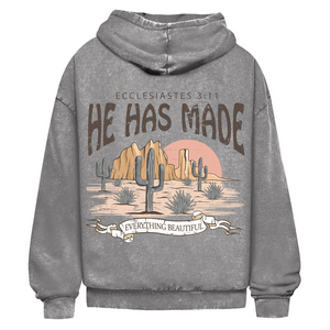 Oversize Washed Hoodie everything beautiful ecclesiastes 3:11