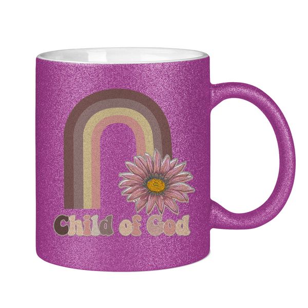 Glitzertasse child of god regenbogen