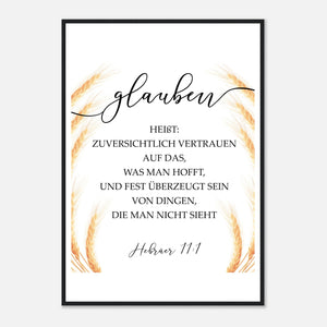glauben hebräer 11:1 Poster mit Holzrahmen