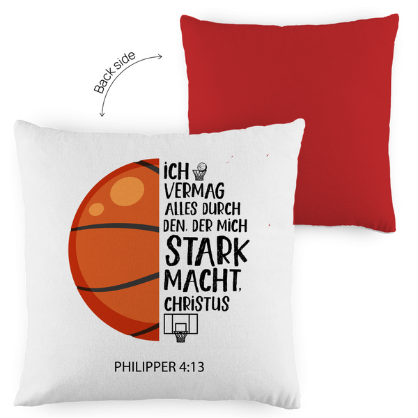 Kopfkissen zweifarbig der mich stark macht philipper 4:13 basketball