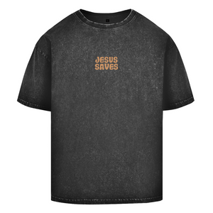 Oversize Washed T-Shirt jesus saves john 3:16-17