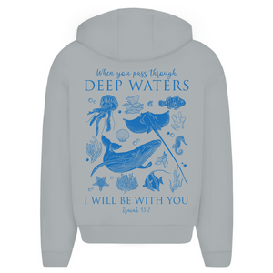 Oversize Zipper Hoodie deep waters isaiah 43:2