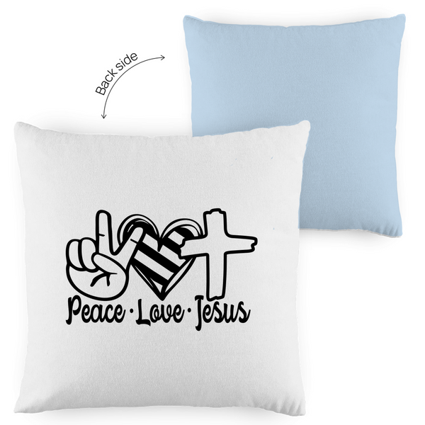 Kopfkissen zweifarbig peace love jesus