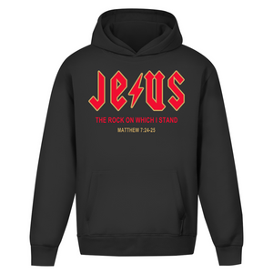 Oversize Hoodie Ohne Kordel jesus the rock matthew 7:24-25