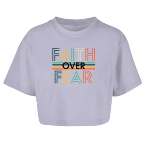 Damen Oversize Crop Top faith over fear