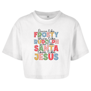 Damen Oversize Crop Top give like santa love like jesus