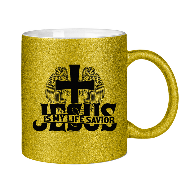 Glitzertasse jesus is my life savior