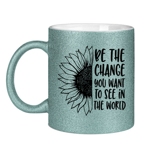 Glitzertasse sonnenblume be the change