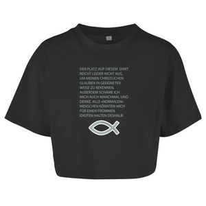 Damen Oversize Crop Top ICHTHYS spruch