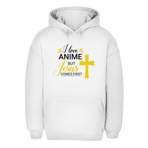 Unisex Oversize Hoodie i love anime but jesus comes first