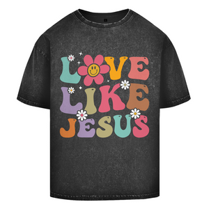 Oversize Washed T-Shirt love like jesus retro