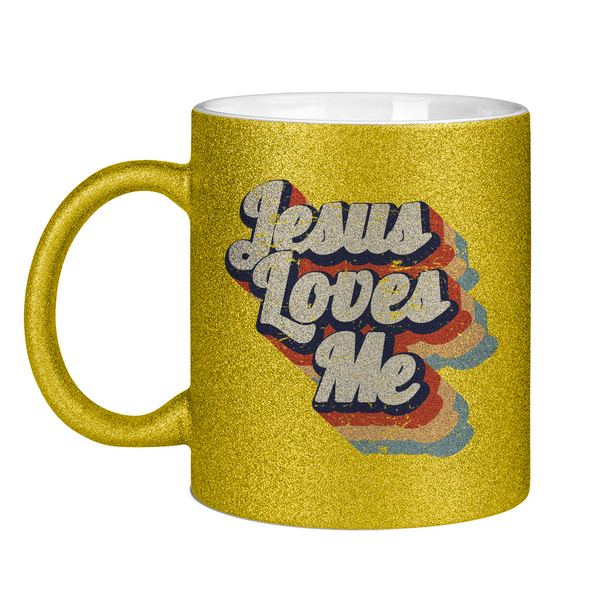 Glitzertasse jesus loves me