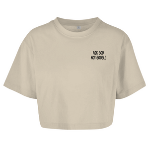 Damen Oversize Crop Top ask god not google