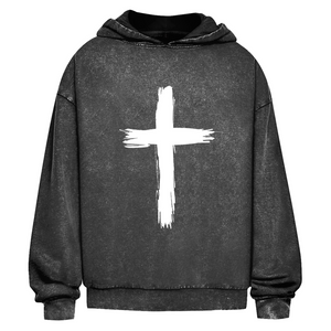 Oversize Washed Hoodie kreuz