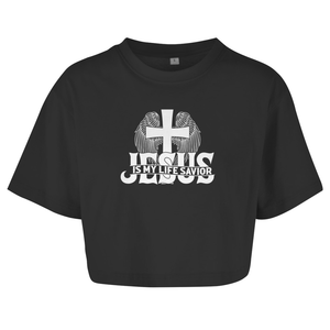 Damen Oversize Crop Top jesus is my life savior