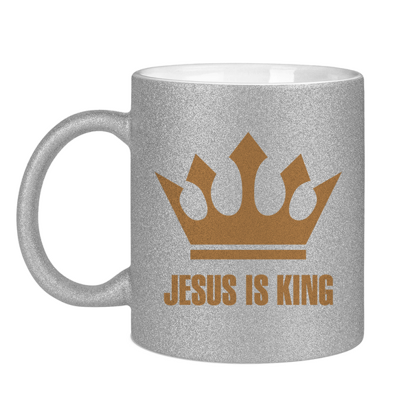 Glitzertasse jesus is king krone