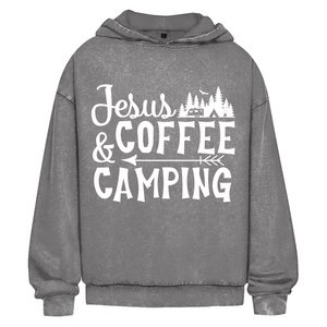 Oversize Washed Hoodie jesus coffee camping