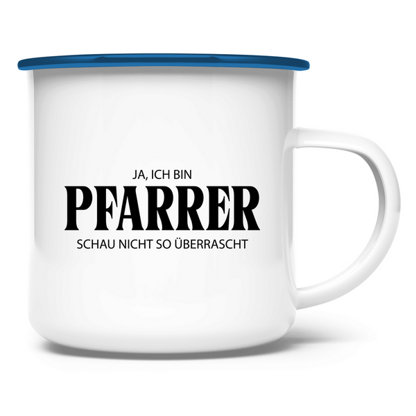 Emaille Tasse ja, ich bin pfarrer