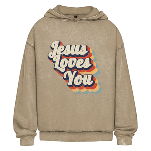 Oversize Washed Hoodie jesus loves you