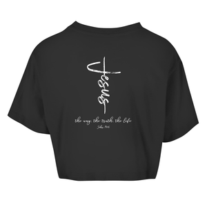 Damen Oversize Crop Top the way the truth the life john 14:6