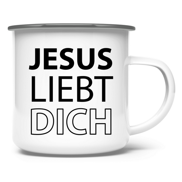 Emaille Tasse jesus liebt dich