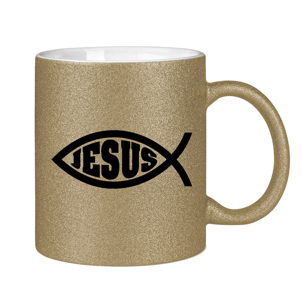 Glitzertasse Ichthys fisch christliches symbol