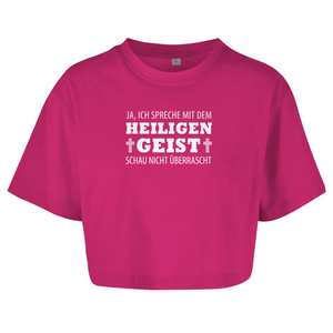 Damen Oversize Crop Top ich spreche mit dem heiligen geist