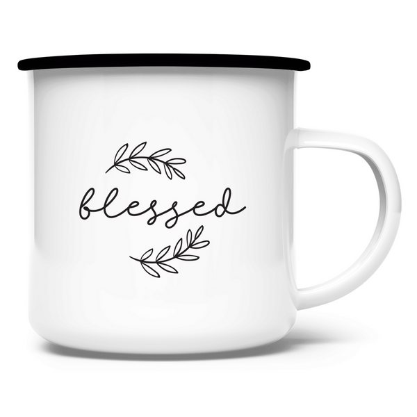 Emaille Tasse blessed