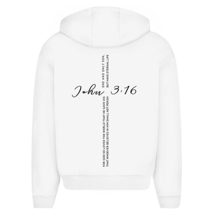 Oversize Zipper Hoodie for god so loved the world john 3:16