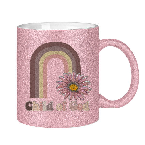 Glitzertasse child of god regenbogen