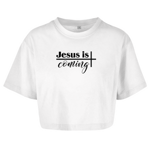 Damen Oversize Crop Top jesus is comig