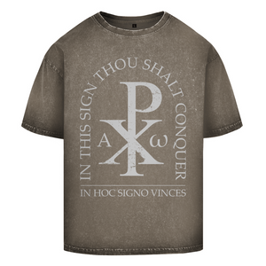Oversize Washed T-Shirt in hoc signo vinces Christogramm