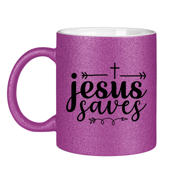 Glitzertasse jesus saves