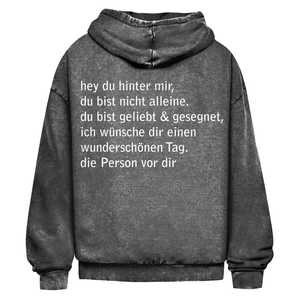 Oversize Washed Hoodie hey du hinter mir