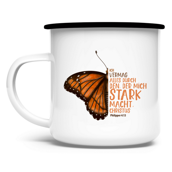 Emaille Tasse der mich stark macht schmetterling