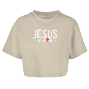 Damen Oversize Crop Top jesus matter