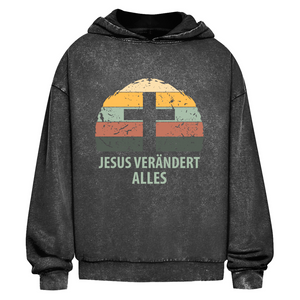 Oversize Washed Hoodie jesus verändert alles
