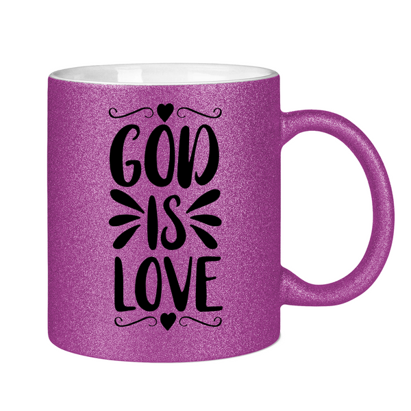 Glitzertasse god is love