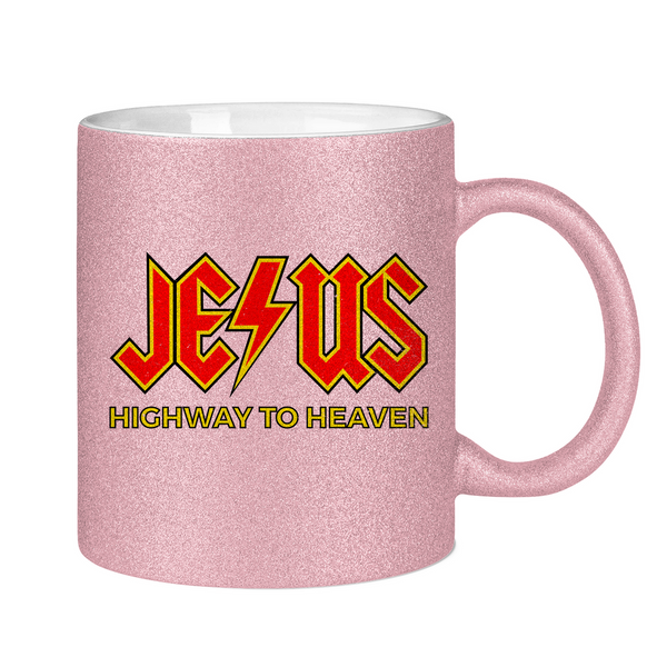 Glitzertasse jesus highway to heaven