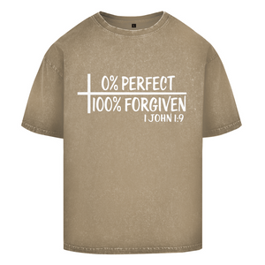 Oversize Washed T-Shirt 0% perfect 100% forgiven 1 john 1:9