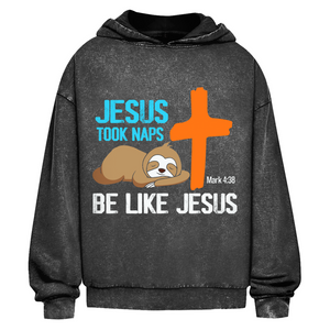 Oversize Washed Hoodie jesus took naps mark 4:38 faultier