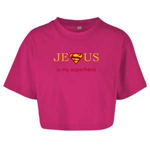 Damen Oversize Crop Top jesus is my superhero