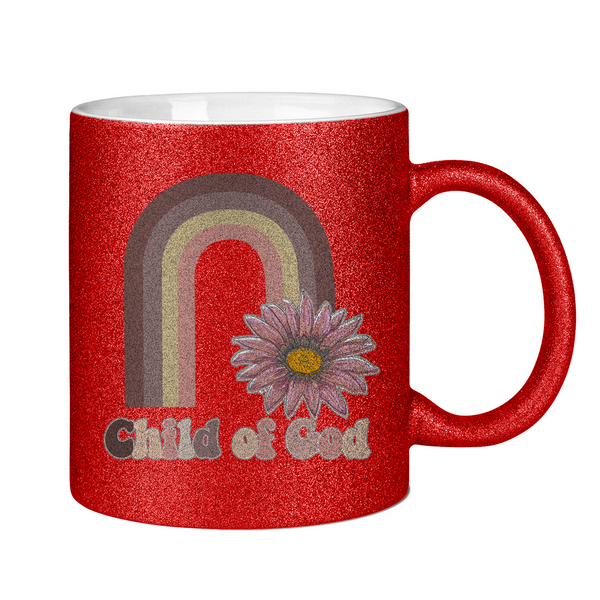 Glitzertasse child of god regenbogen