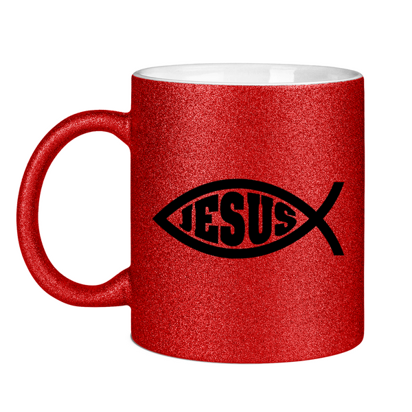 Glitzertasse Ichthys fisch christliches symbol