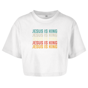 Damen Oversize Crop Top jesus is king vintage