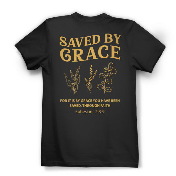 Damen Bio T-Shirt saved by grace ehpesians 2:8-9