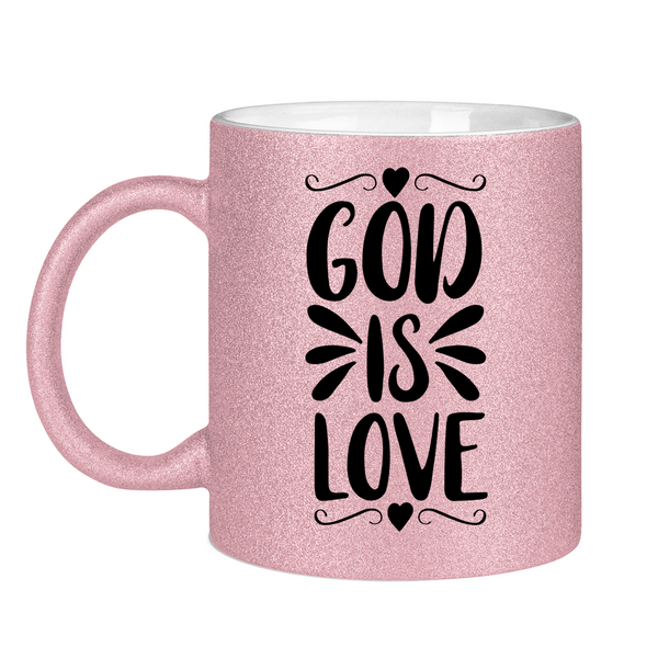 Glitzertasse god is love