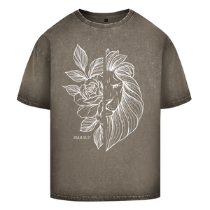 Oversize Washed T-Shirt Blume Löwe jesaja 33,17