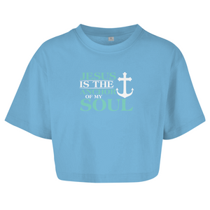 Damen Oversize Crop Top jesus is the anchor of my soul segeln